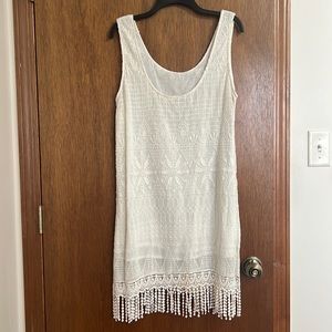 White midi dress with fringes